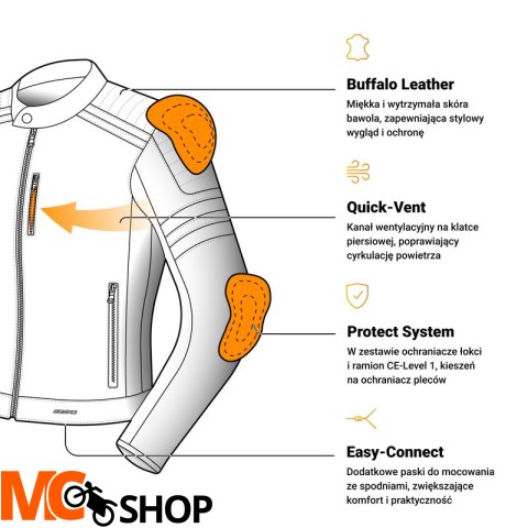 OZONE KURTKA MOTOCYKLOWA SKÓRZANA COLT BLACK