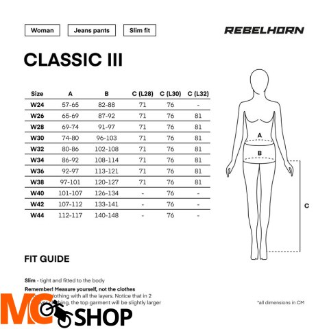 REBELHORN SPODNIE JEANS CLASSIC III LADY WAS GREY REBELHORN SPODNIE JEANS CLASSIC III LADY WAS GREY
