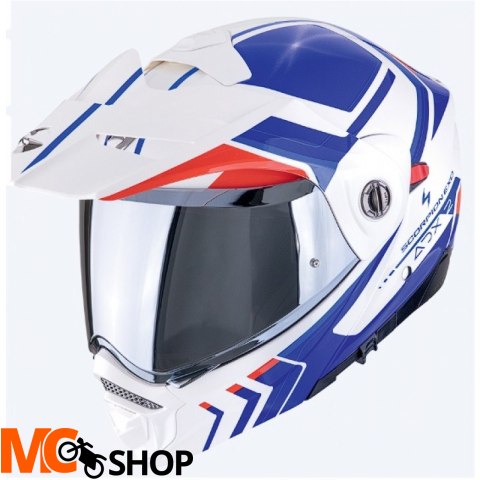 SCORPION KASK SZCZĘKOWY ADX-2 LEWIS WHITE-BLUE-RED SCORPION KASK SZCZĘKOWY ADX-2 LEWIS WHITE-BLUE-RED